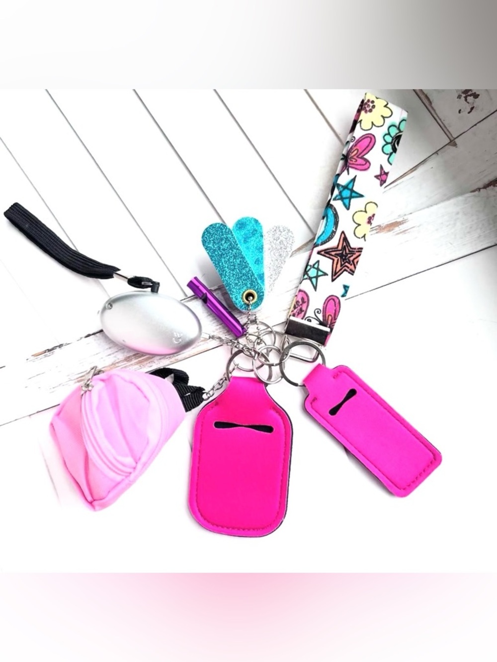 New Pink colorful Safety Keychain with Mini Bookbag